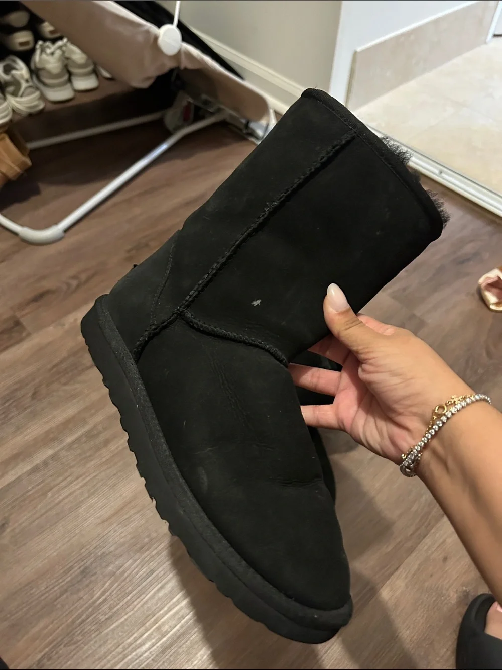 UGG Kids Black Classic Short Shearling Boots